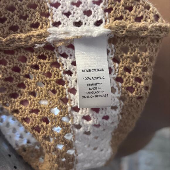 FCT With Love Open Work Crocheted Sweater Size 1X Hood Stripes - Picture 6 of 6